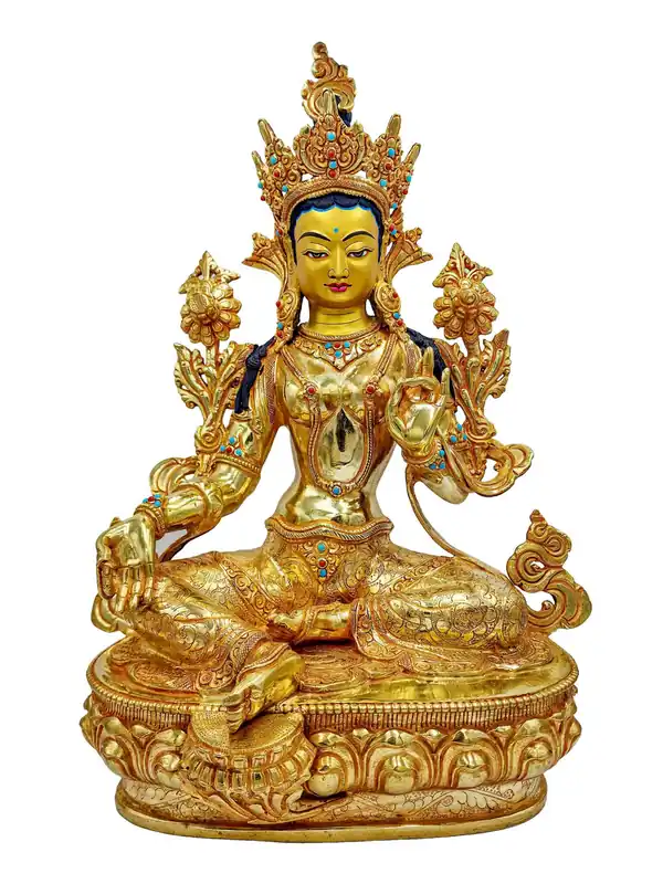 Déesse de la compassion – Statue traditionnelle de Tara verte