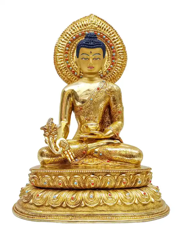 Statue en cuivre du Bouddha de la Médecine tibétain